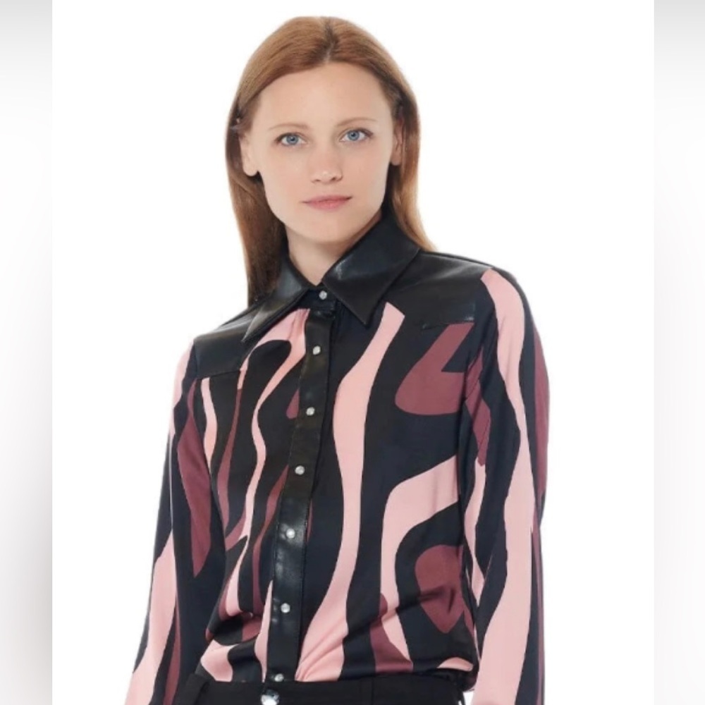 NEW Gracia Printed & Pleather Spliced Butt. Size S